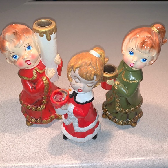 Other - Vintage Handpainted Star Japan Christmas Caroler Trio Candleholder Figurines